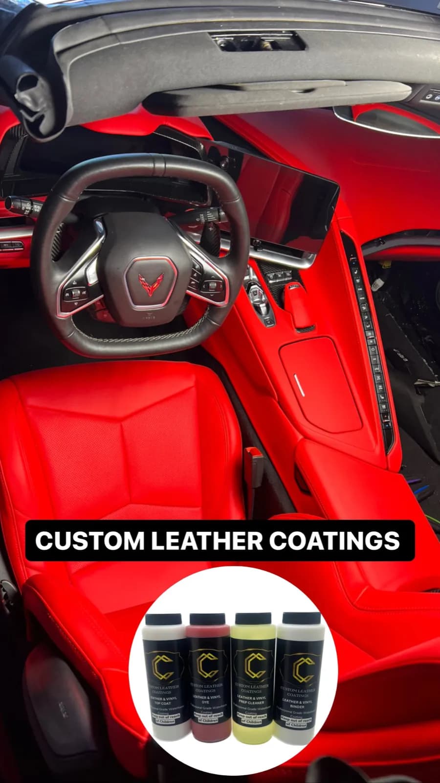 C8 Corvette interior recolored bright red