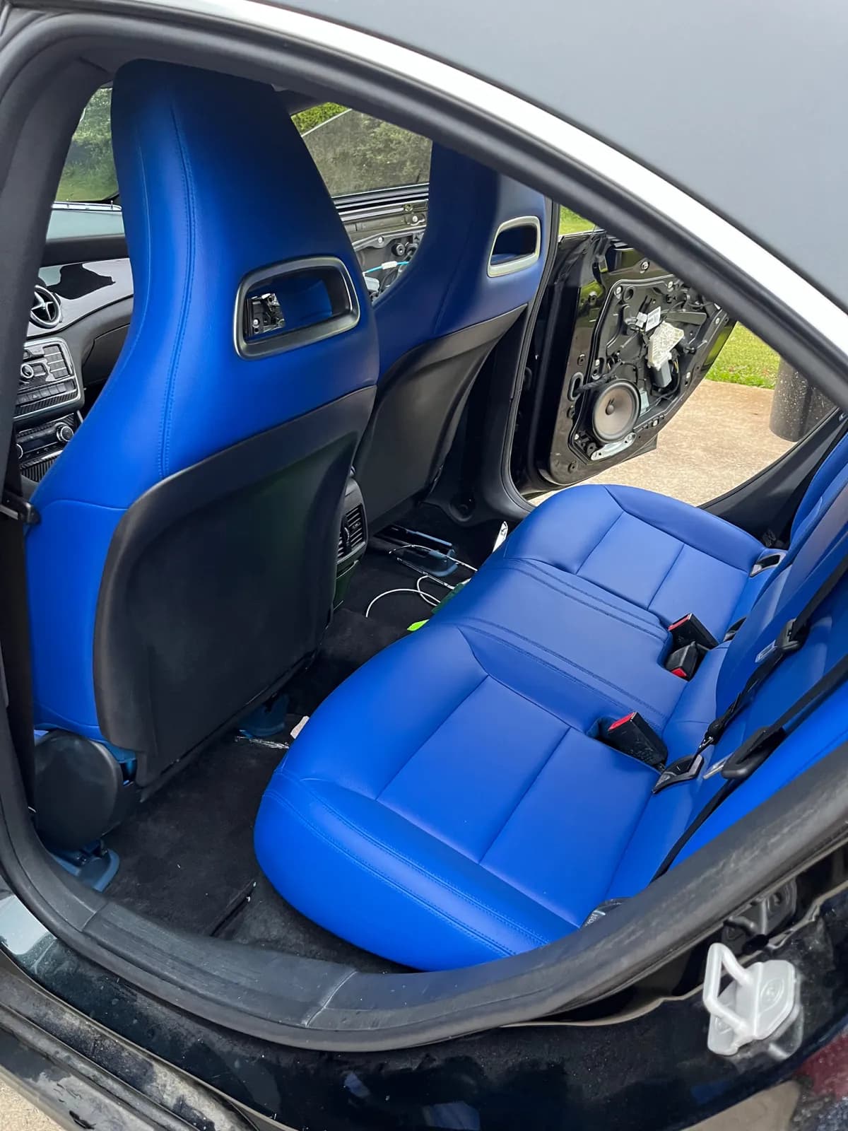 Sport seats dyed royal blue leather